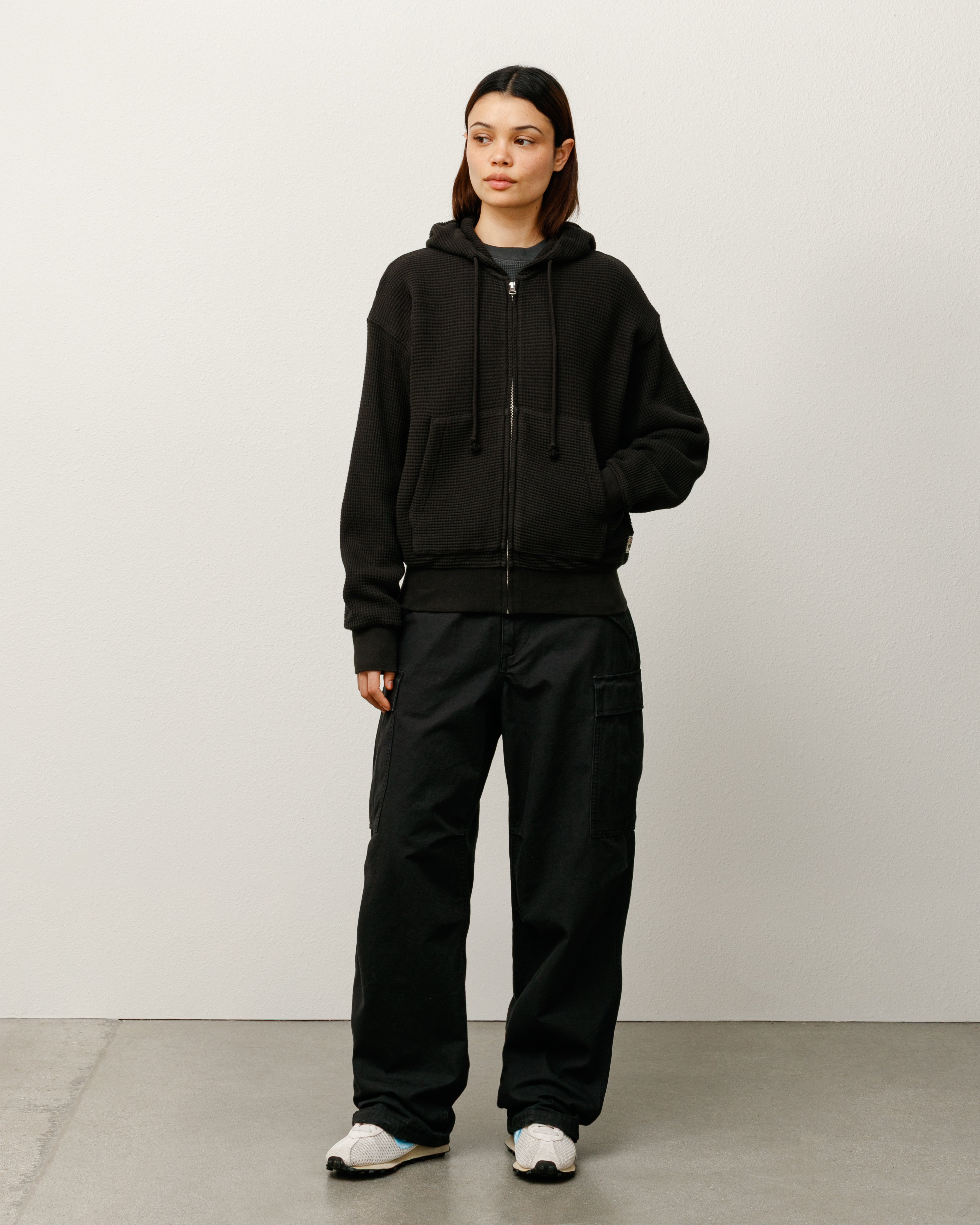 Double Layer Waffle Zip Hoodie – Black | Tops | Stüssy Europe