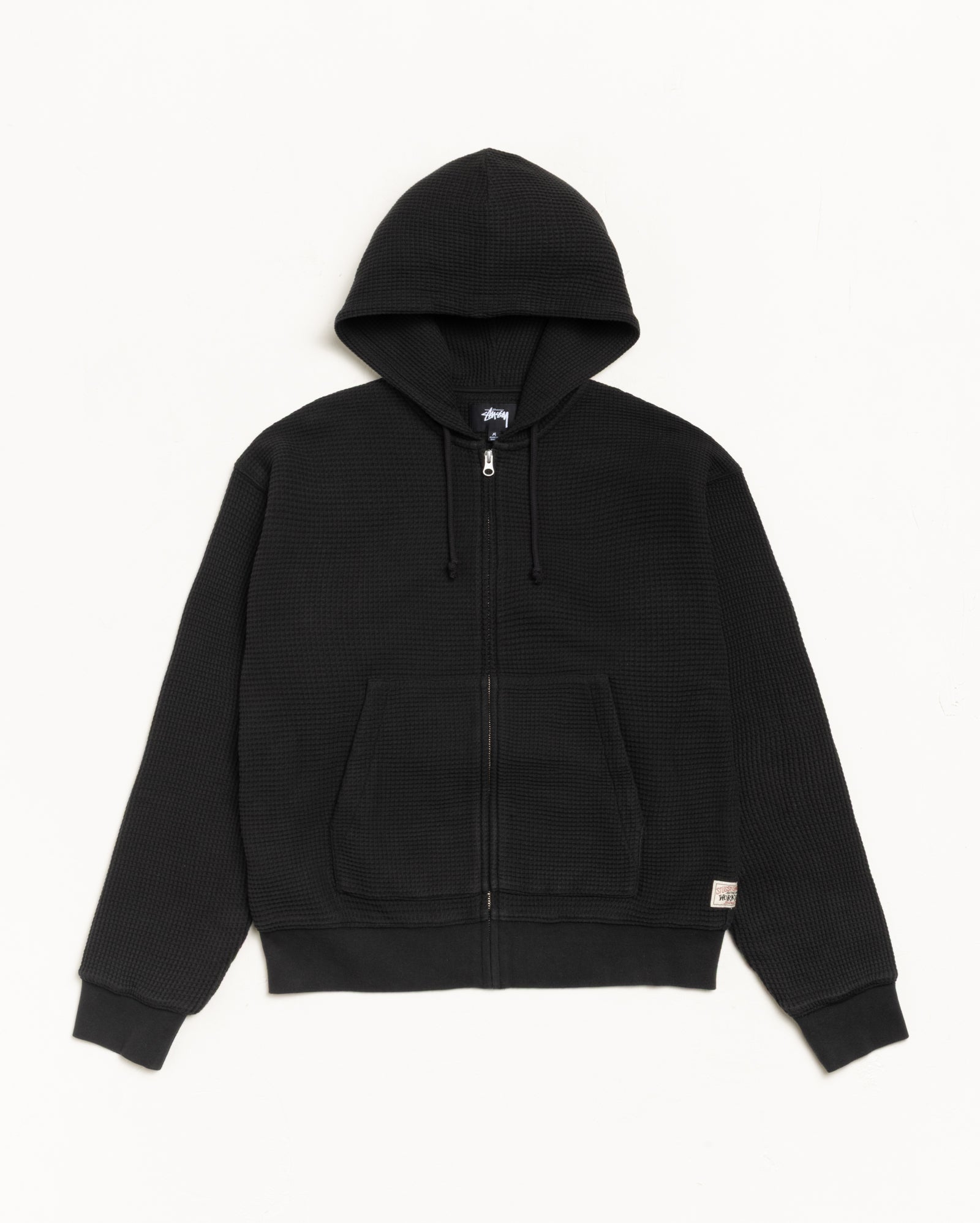 Double Layer Waffle Zip Hoodie – Black | Tops | Stüssy Europe