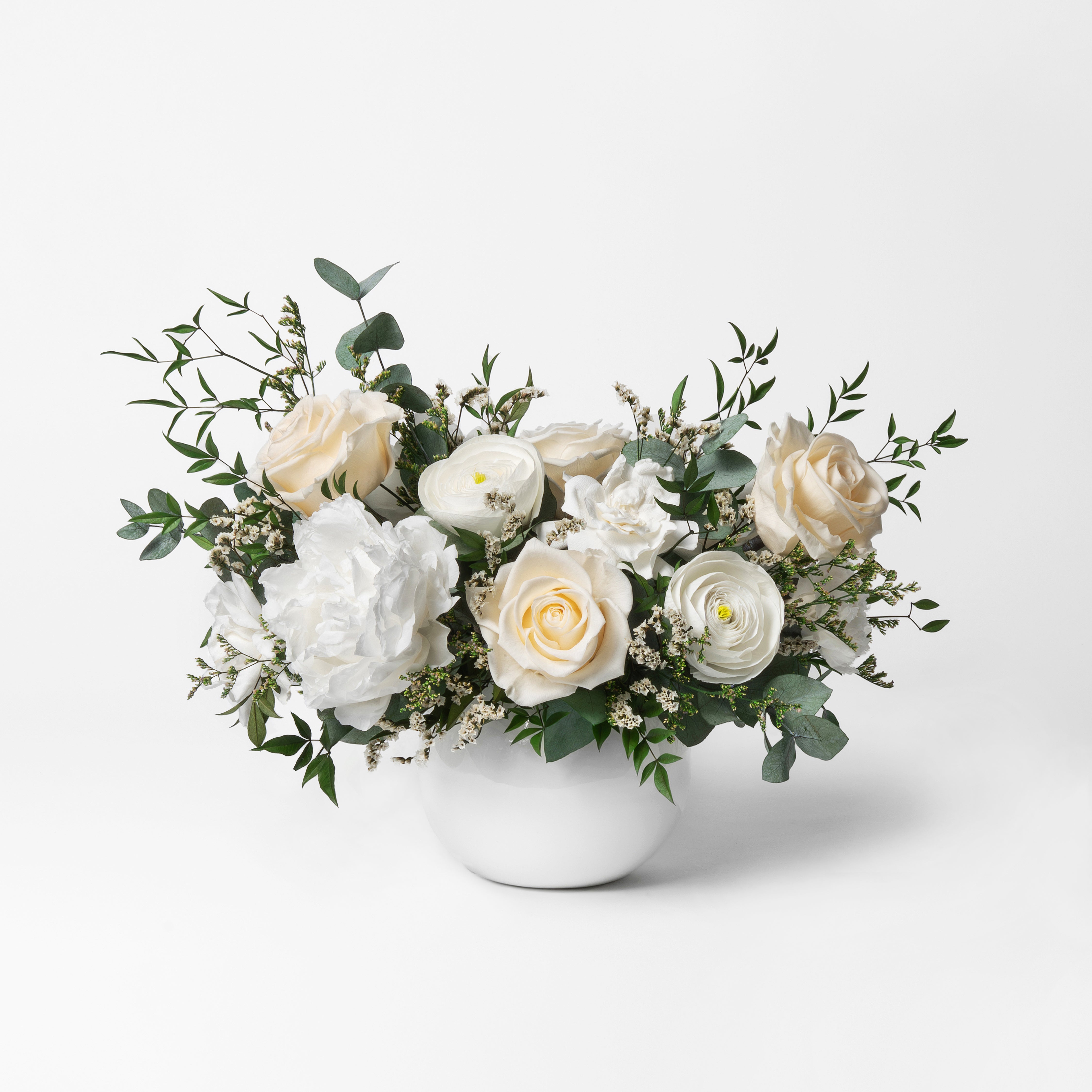 DENISE - PRESERVED WHITE MIXED FLOWER ARRANGEMENT IN YOUR CHOICE