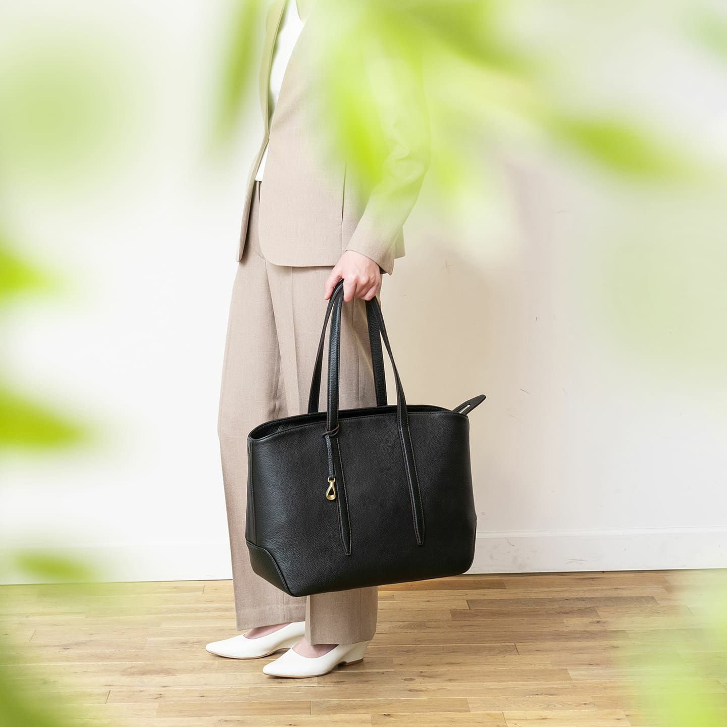 シュリンク ファスナートートバッグ（L）《Flexi》 - British Green