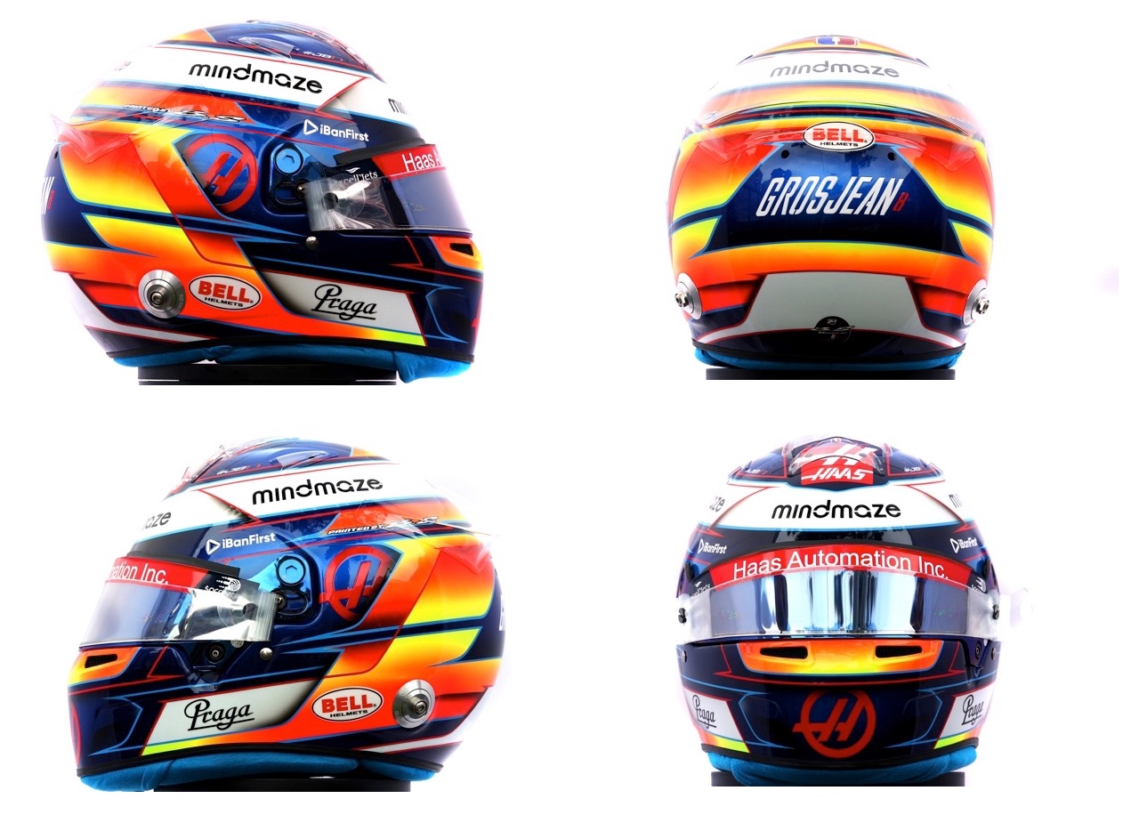 HAAS F1 ロマングロージャン 1/2ヘルメット オートグラフ入り。 HAAS