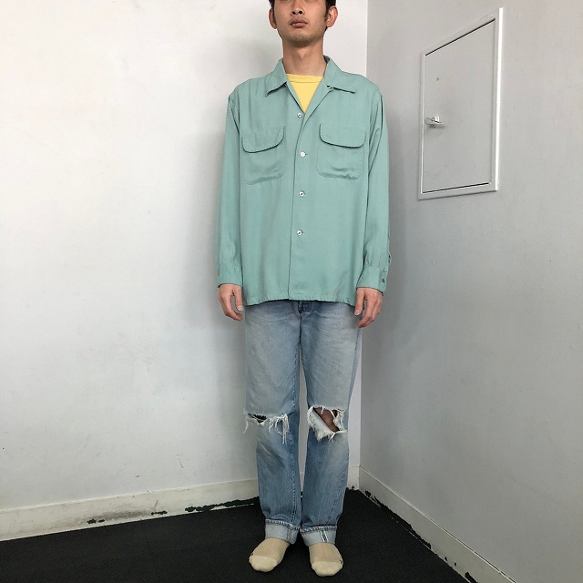 50年代 アメリカ製 アロー レーヨン パステルカラー 開襟｜ヴィテージ