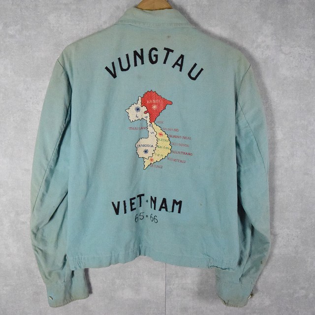 60年代 60s ベトナム 水色 YKKジッパー スーベニアジャケット コットン