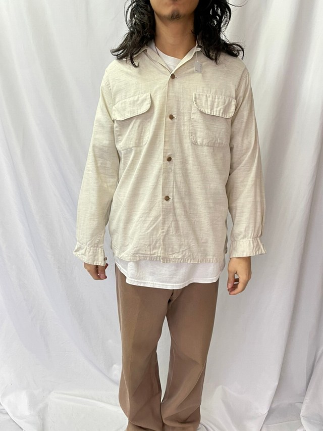 50年代 50s 開襟 長袖 白 生成り タウンクラフト ストアブランド