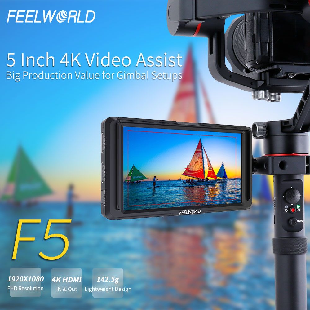 FEELWORLD F5 5 Inch Small 4K HDMI DSLR Camera field Monitor full