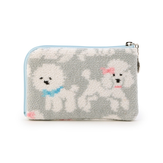 モフモフワンチャン L字ポーチ L/MWC-257362(シルバーグレー
