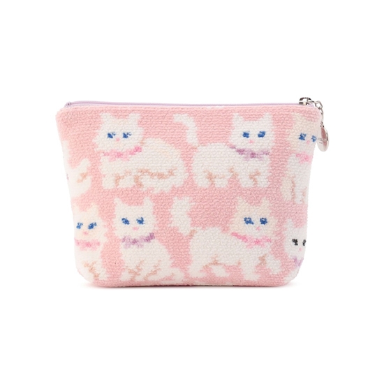 モフモフネコチャン 舟型ポーチM L/MNC-260282(ペールピンク