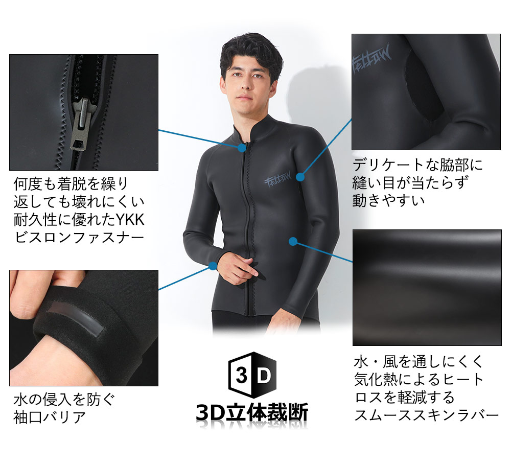 FELLOW メンズ スキン ショートジョン2mm ＆ タッパー3mm セット M