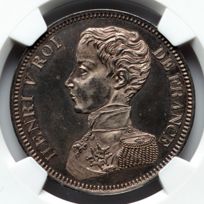 1831年 フランス🇫🇷 アンリ5世 パターン 5フラン銀貨 NGC MS62