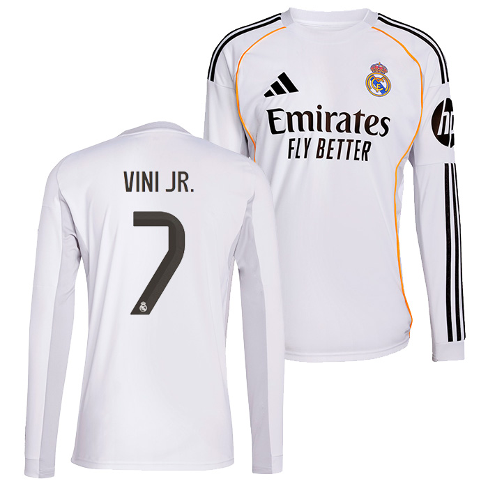 レアルマドリード 25-26 ホーム 長袖 ユニフォーム No.7 ヴィニシウス