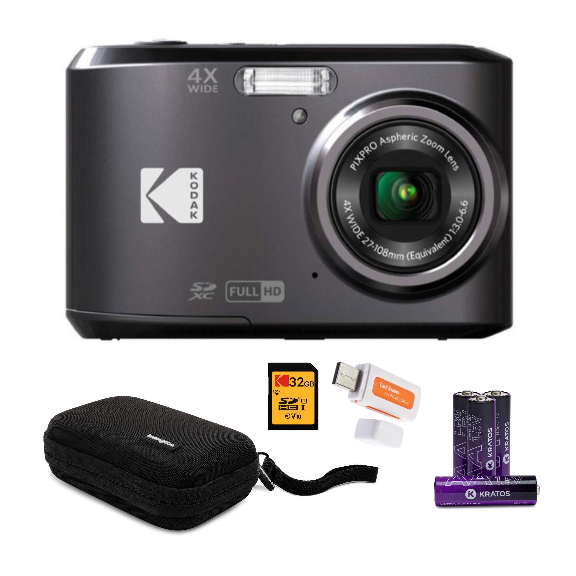 Kodak PIXPRO FZ45 Friendly Zoom Digital Camera (Black) with Travel