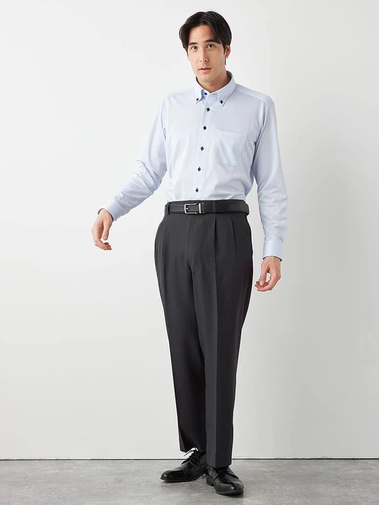 C．グレー 【股下73cm】スソ上げのいらない洗えるストレッチ