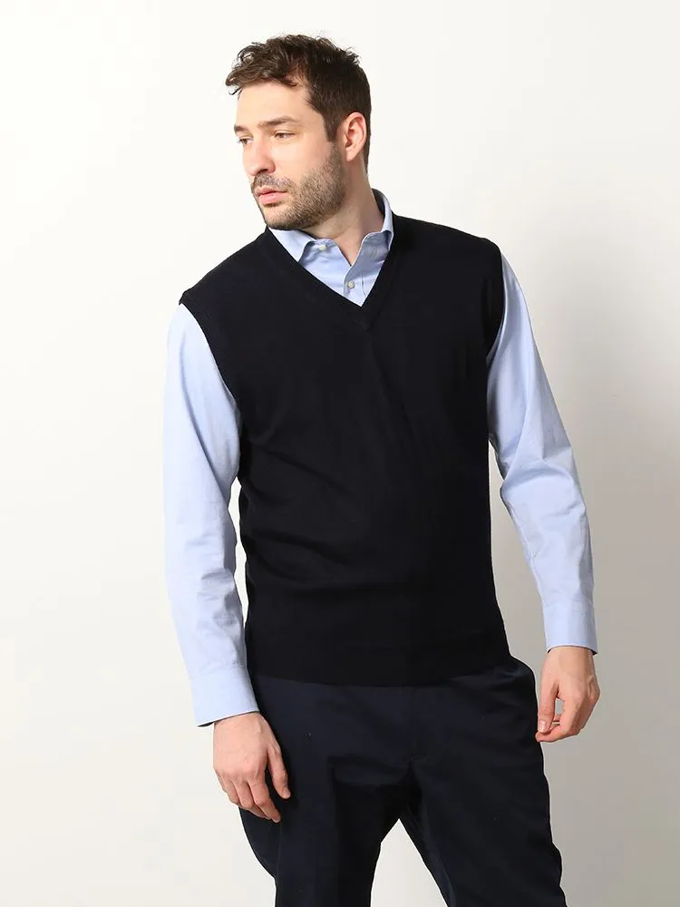 C．グレー 【定番】無地Vネックベスト | フォーエル公式通販