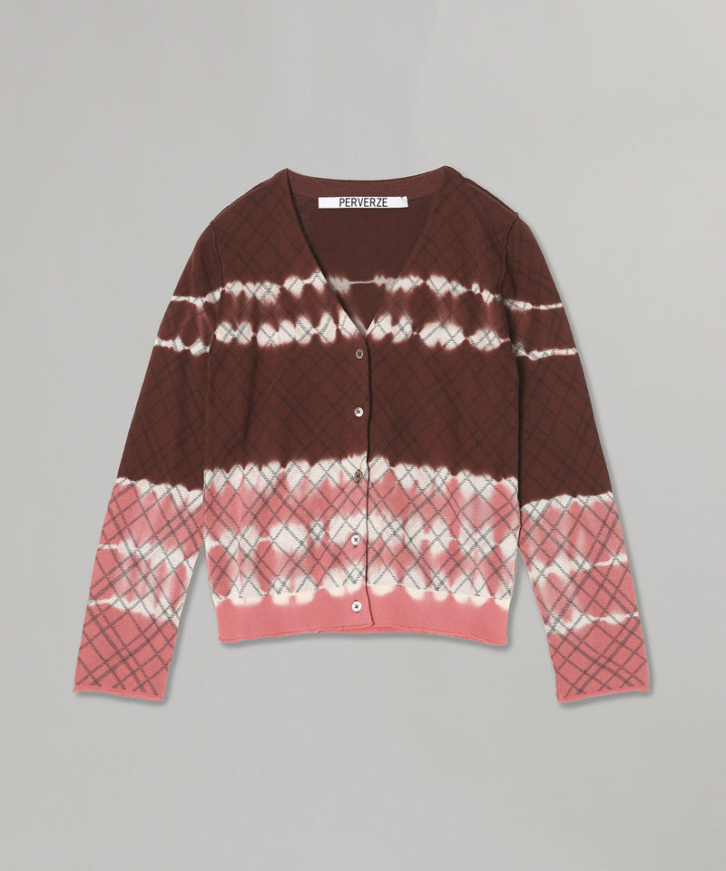 Dip-Dye Check Knit Cardigan｜パーバーズ(PERVERZE)｜Forget-me-nots
