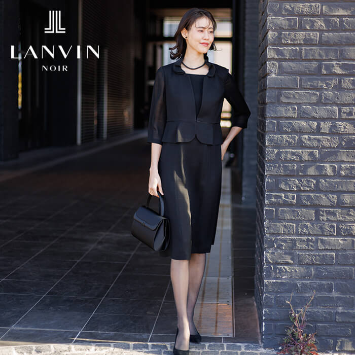 フラワーカラーの絽のフォーマルワンピース 9号・ブラック｜東京