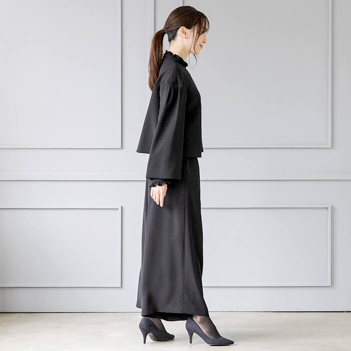 洗える｜ノーカラーのボレロジャケット M・ブラック｜東京ソワール