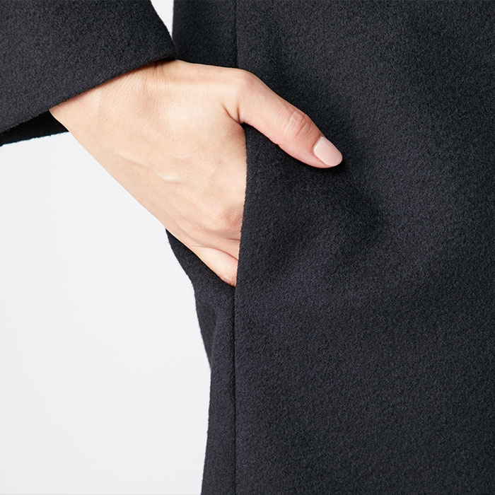 ショールカラーのウールコート 9号・ブラック｜東京ソワール