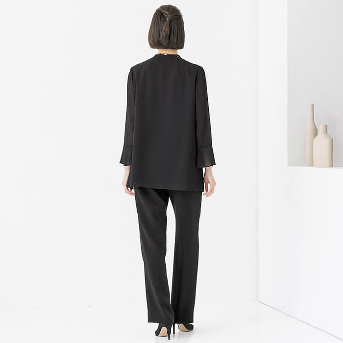 洗える｜着丈長めの夏用ブラウス 11号・ブラック｜東京ソワール