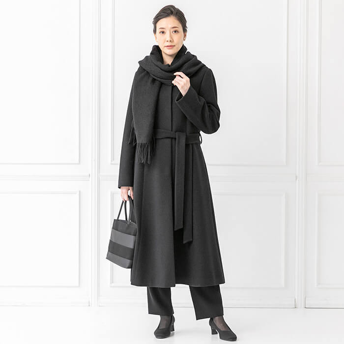 ウール100％のロングコート 5号・ブラック｜東京ソワールオンラインストア