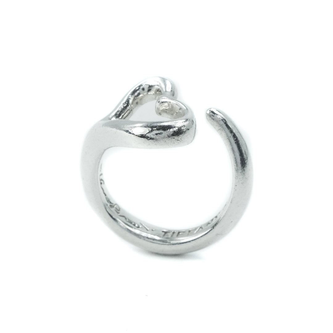 Tiffany & Co Elsa Peretti Open Heart Sterling Silver Ring Size : J