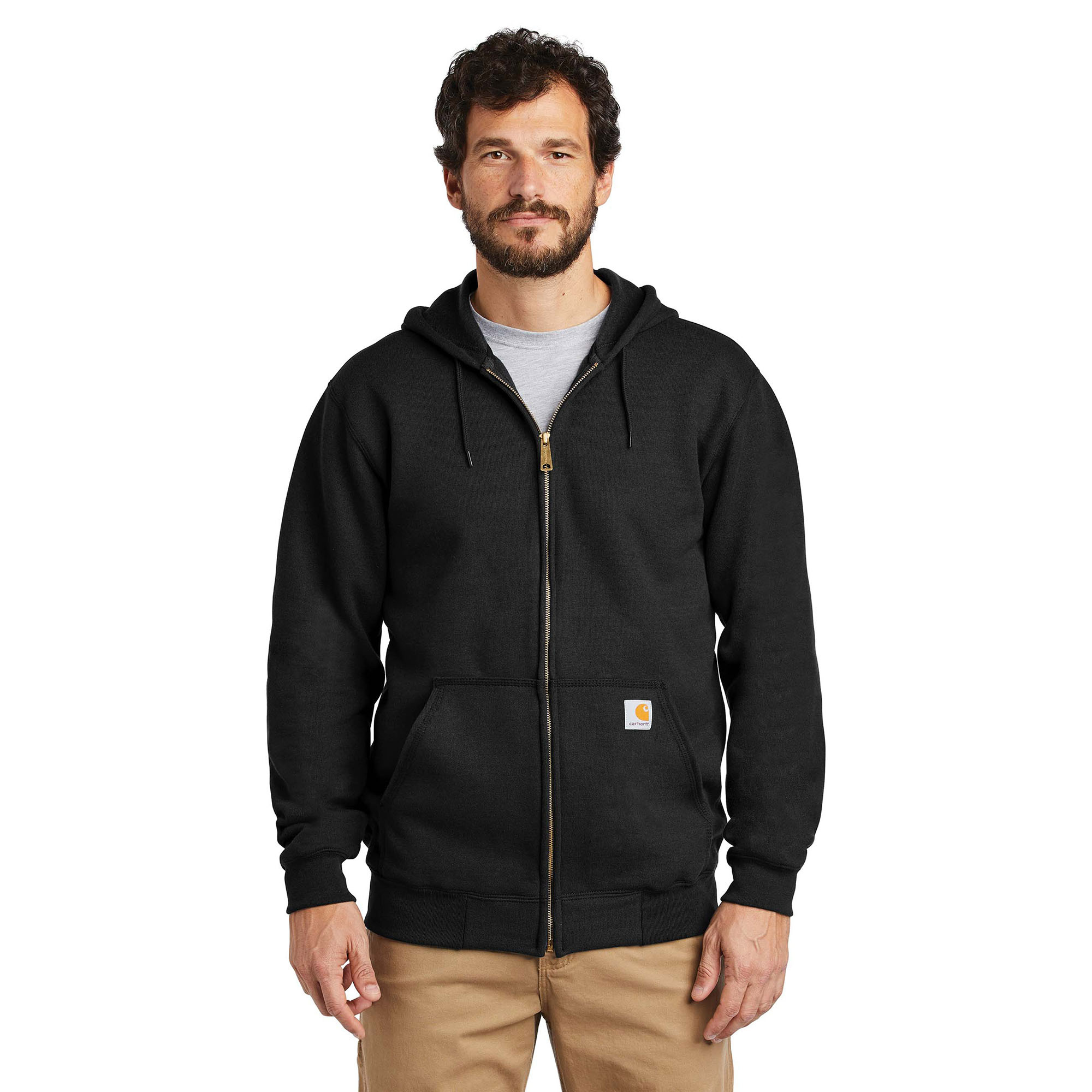 Carhartt K122 Midweight Hooded Zip-Front Sweatshirt - Black | Full