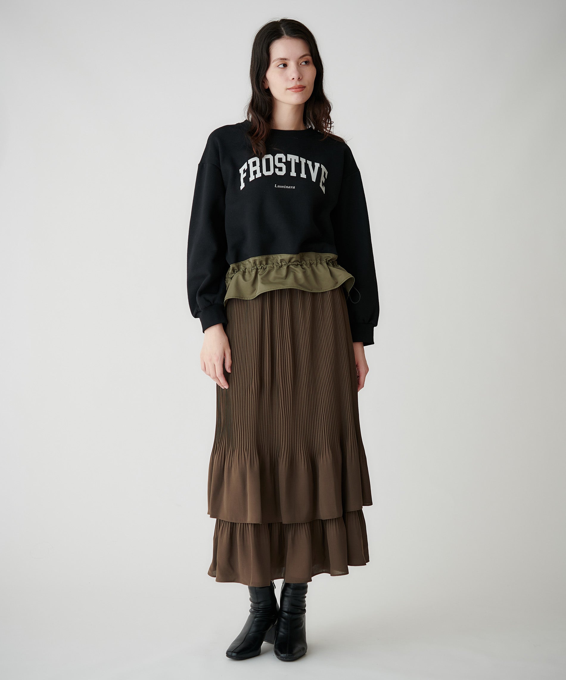 ジョーゼット細プリーツティアードスカート – FACE SANS FARD