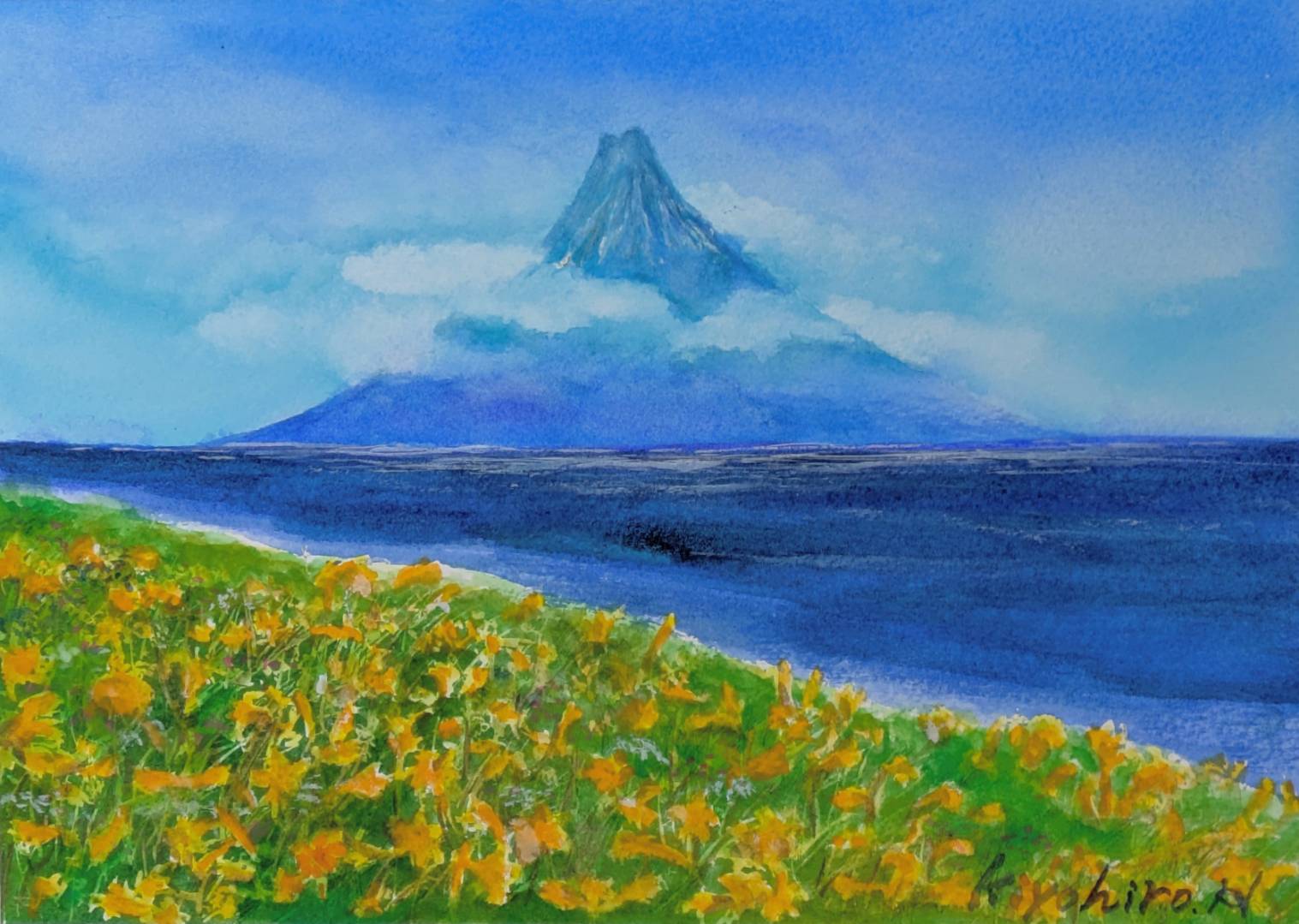 絵画の通販、購入ならFROM ARTIST/作品名：利尻富士とエゾカンゾウ
