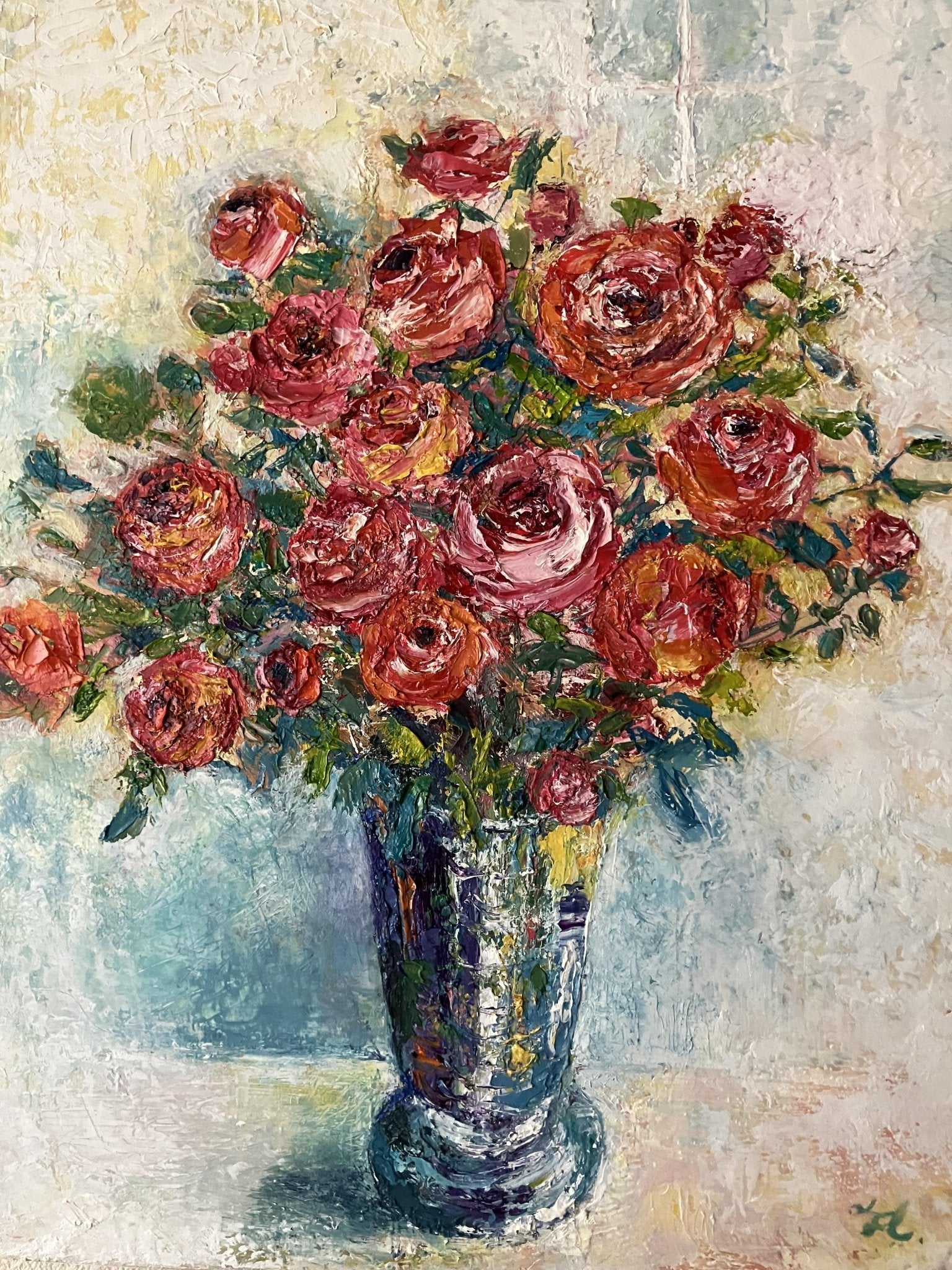 絵画の通販、購入ならFROM ARTIST/作品名：花瓶の薔薇/作家名：平田 智子