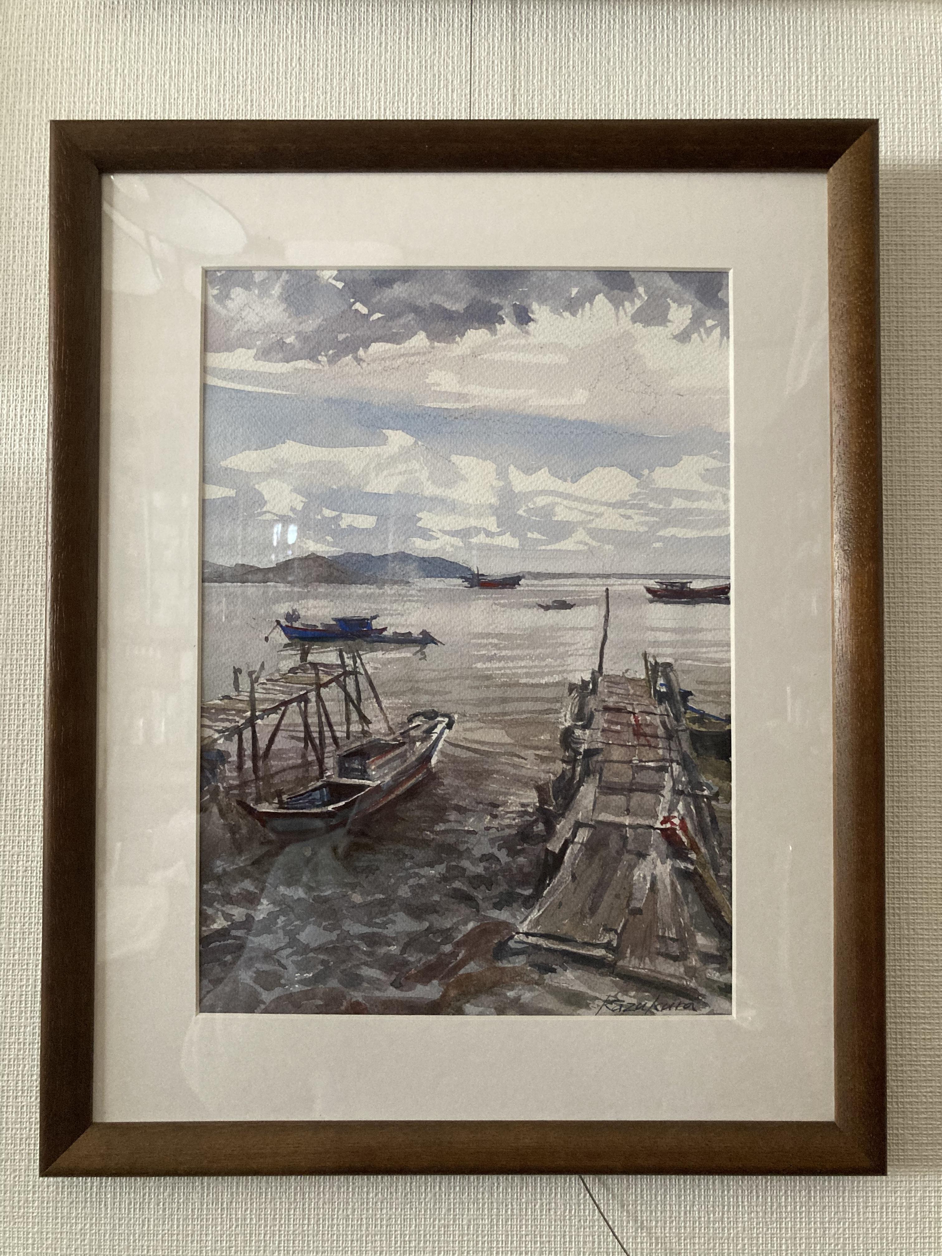 絵画の通販、購入ならFROM ARTIST/作品名：漁村の桟橋/作家名：Kazukura