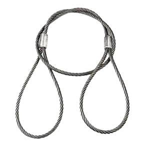 JIS品ワイヤーロープ2本吊9㎜×1M 1TON吊用リング付2セット