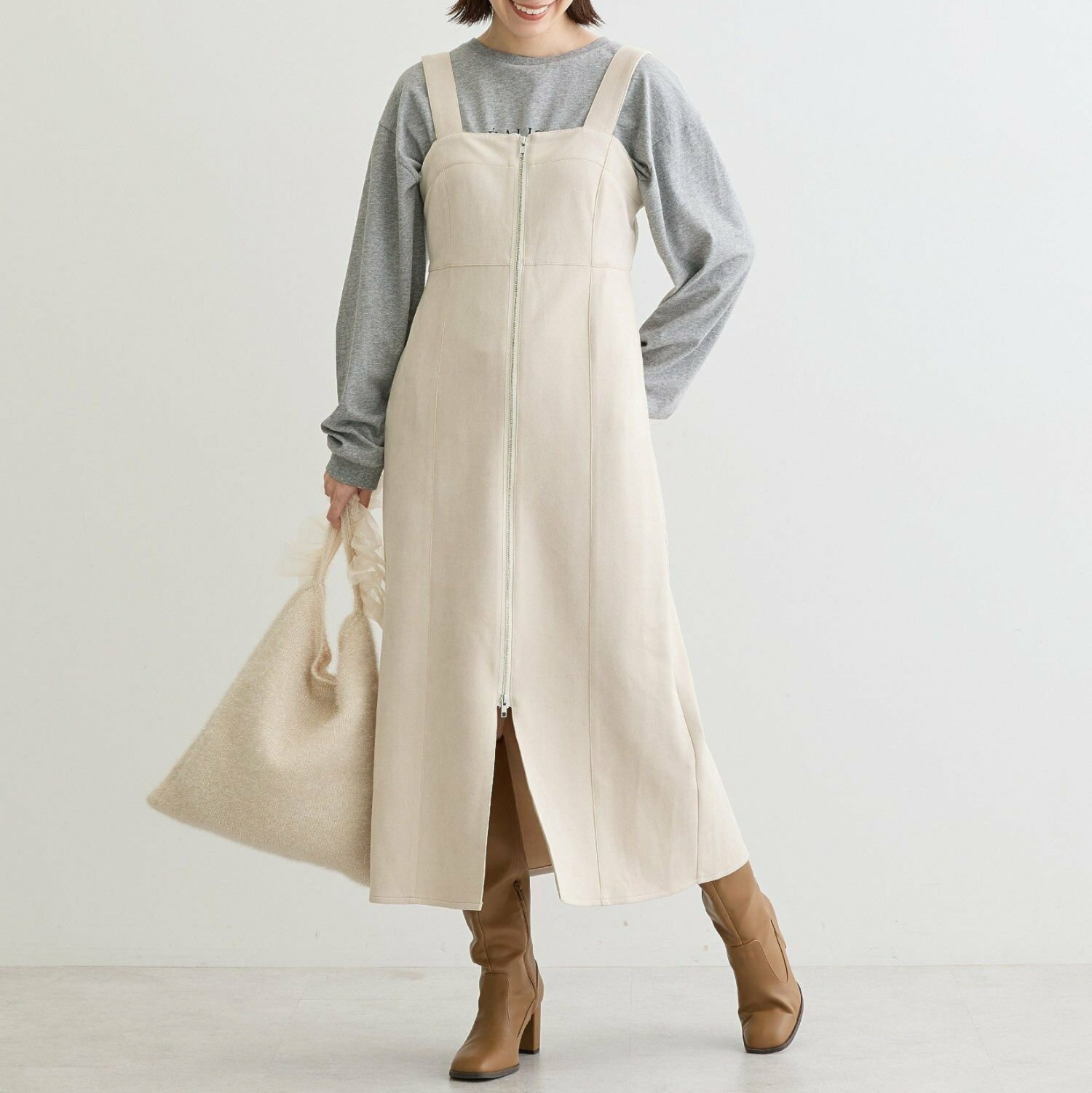 ブルベ夏/ブルベ冬服 美シルエット ジップアップワンピース