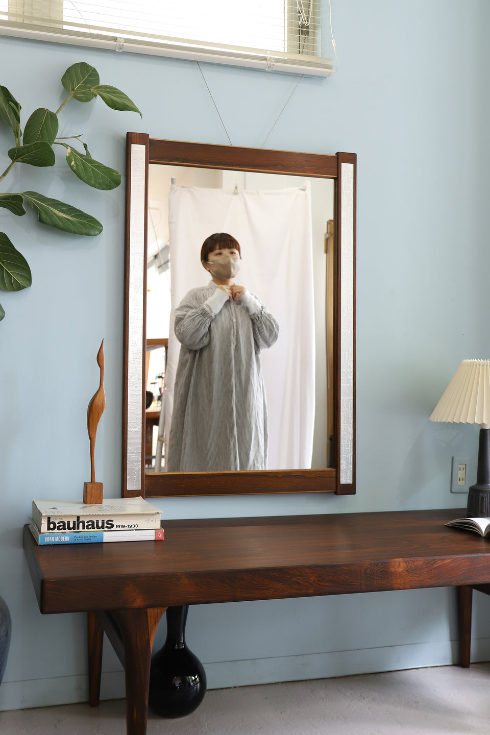 デンマークヴィンテージ ウォールミラー 壁掛け鏡 ローズウッド材 北欧