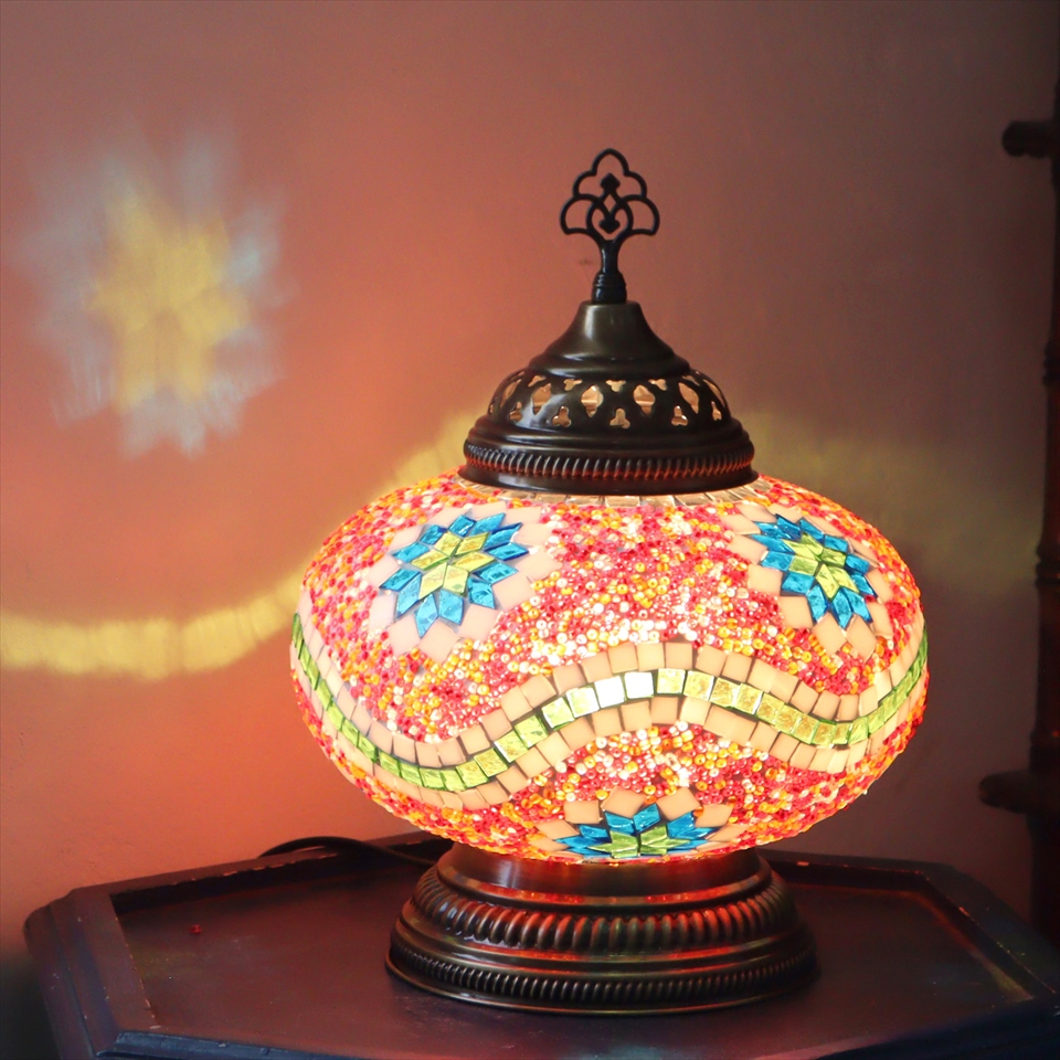 トルコランプ モザイクランプ テーブルランプ 全高32cm 直径24cm