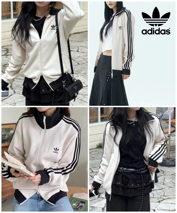 Qoo10 adidas ワッフル トラック ジャケット ミドル