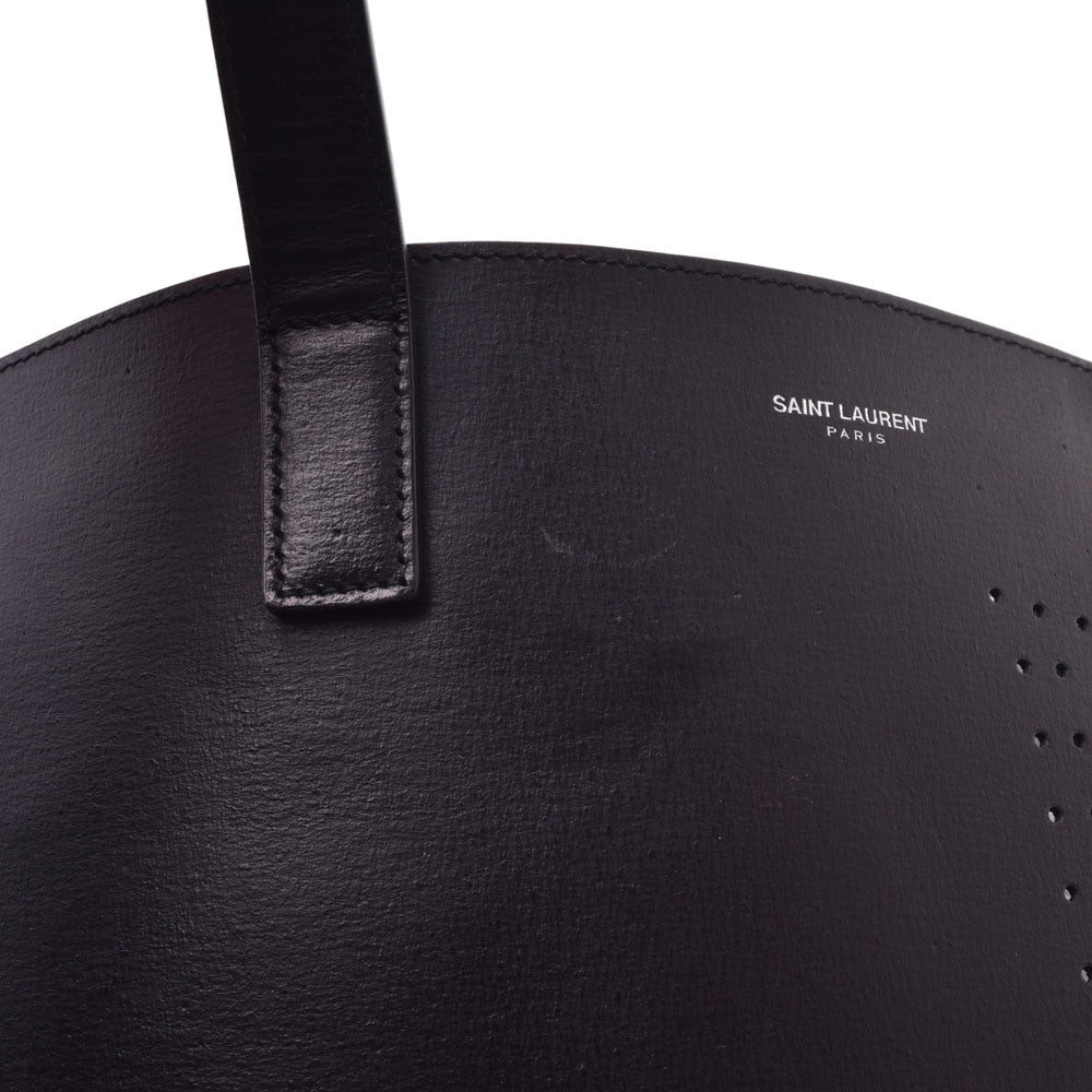 サンローランパンチングデザイン 黒 ユニセックス トートバッグ SAINT