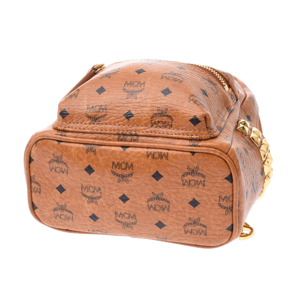 エムシーエムバックパックミニ スタッズ コニャック レディース カーフ