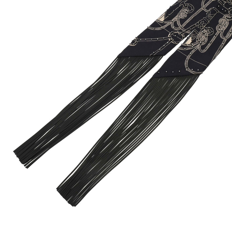 エルメスツイリー フリンジ CLIQUETIS ネイビー レディース シルク100