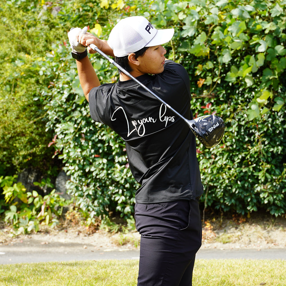 ゴルフフリークス】Mockneck logo sleeve shirts(モックネックロゴ半袖