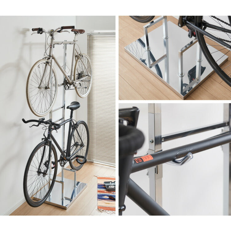 日本製 室内自転車スタンド 2台用 2段式 頑丈スチール サイクル