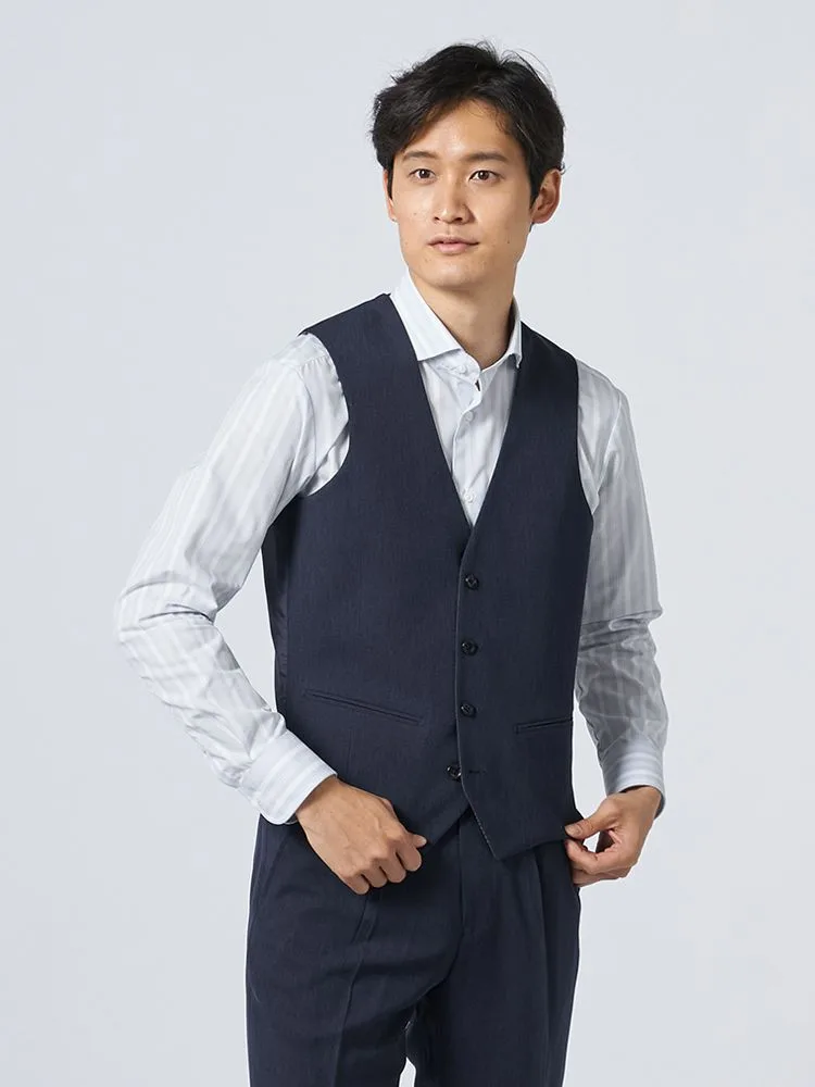 リバーシブル】ベスト ジレ 高通気性 織柄無地 RESPECT NERO 春夏