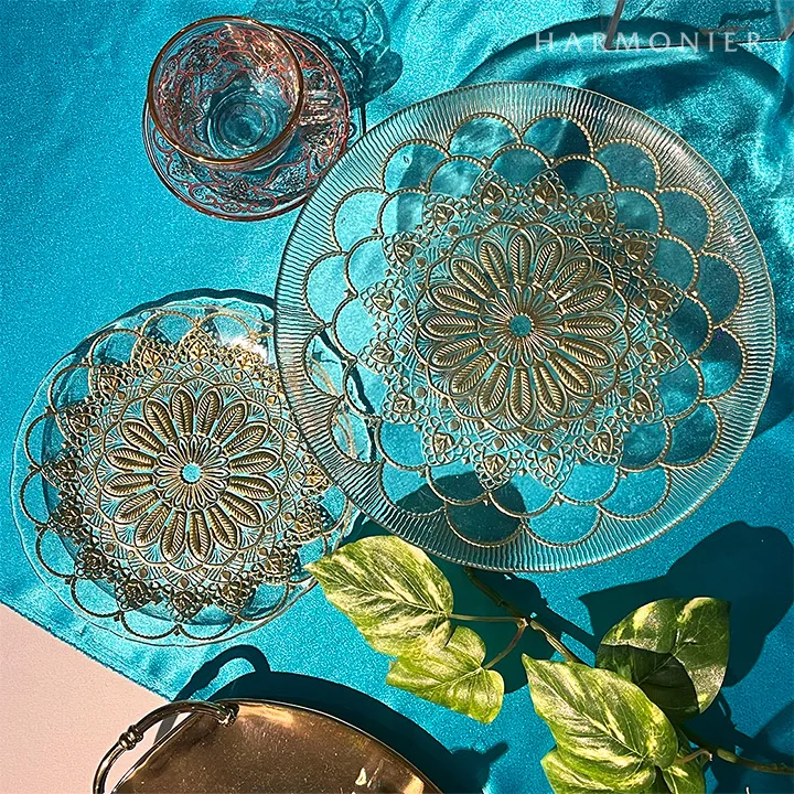 ゴールドダンテガラスプレートS 21cm/トルコ製｜輸入食器・雑貨の通販