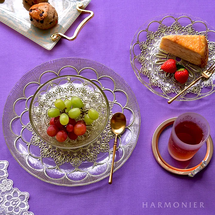 ゴールドダンテガラスプレートL 28cm/トルコ製｜輸入食器・雑貨の通販