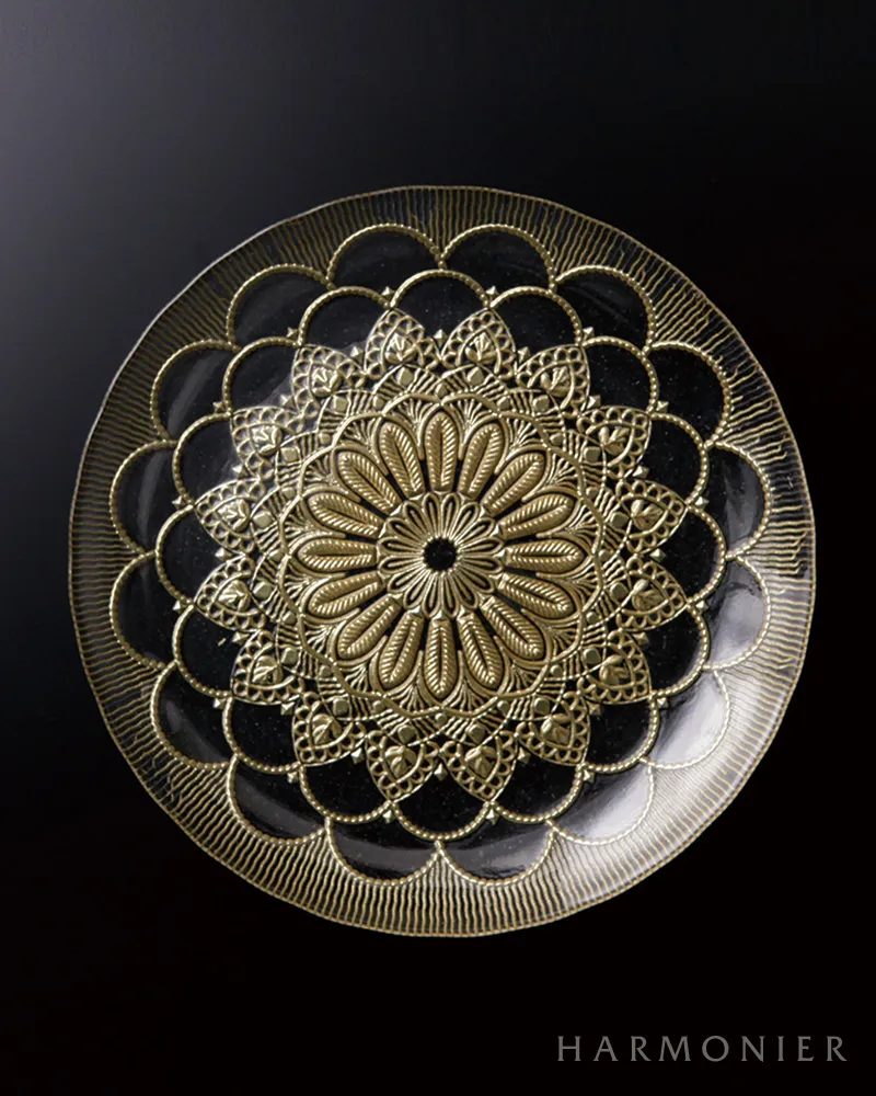 ゴールドダンテガラスプレートL 28cm/トルコ製｜輸入食器・雑貨の通販