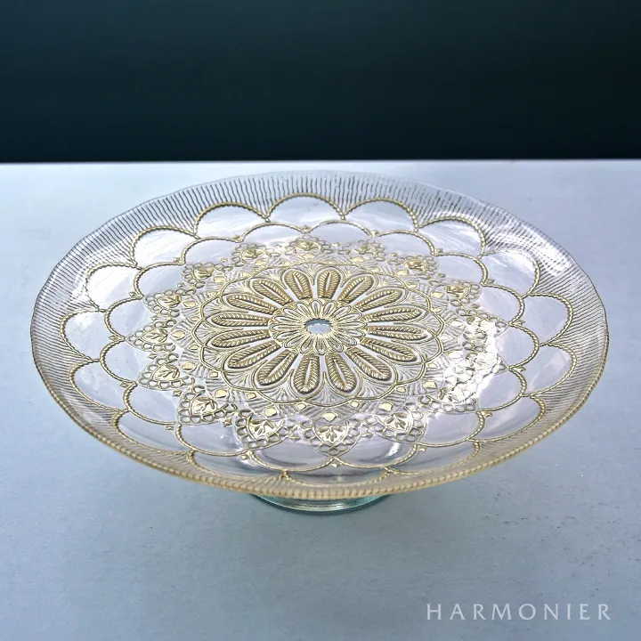 ゴールドダンテガラスケーキスタンドL 28cm/トルコ製｜輸入食器・雑貨