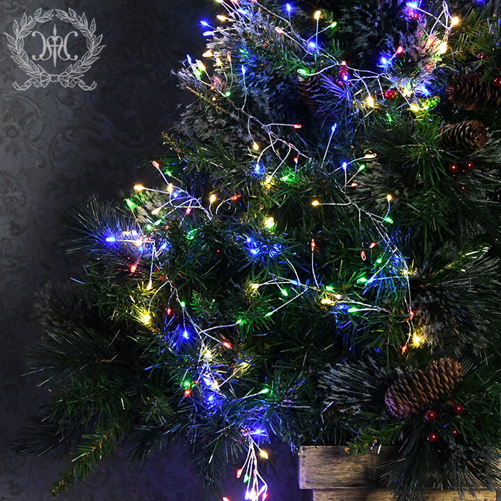 クラスターLEDライトガーランド/マルチ 2m 200球｜クリスマス雑貨の