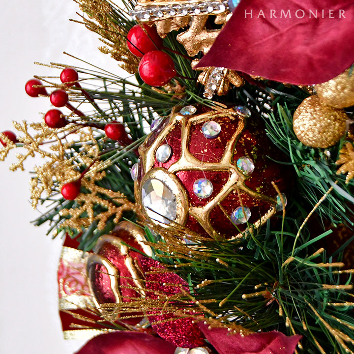 バーガンディポインセチアリース45cm｜クリスマス雑貨の通販