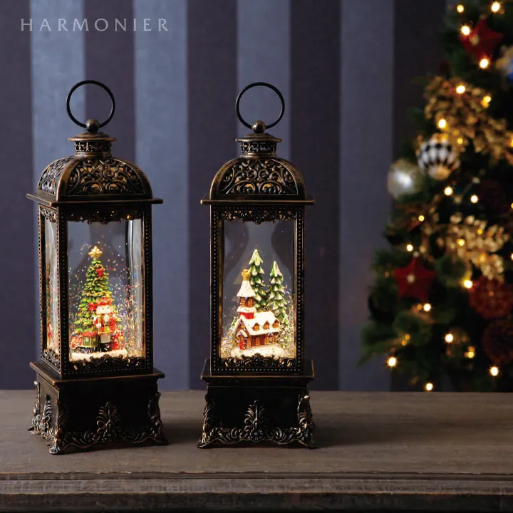 リキッドLEDスクエアランタン/チャーチ※電池/USB仕様｜クリスマス雑貨