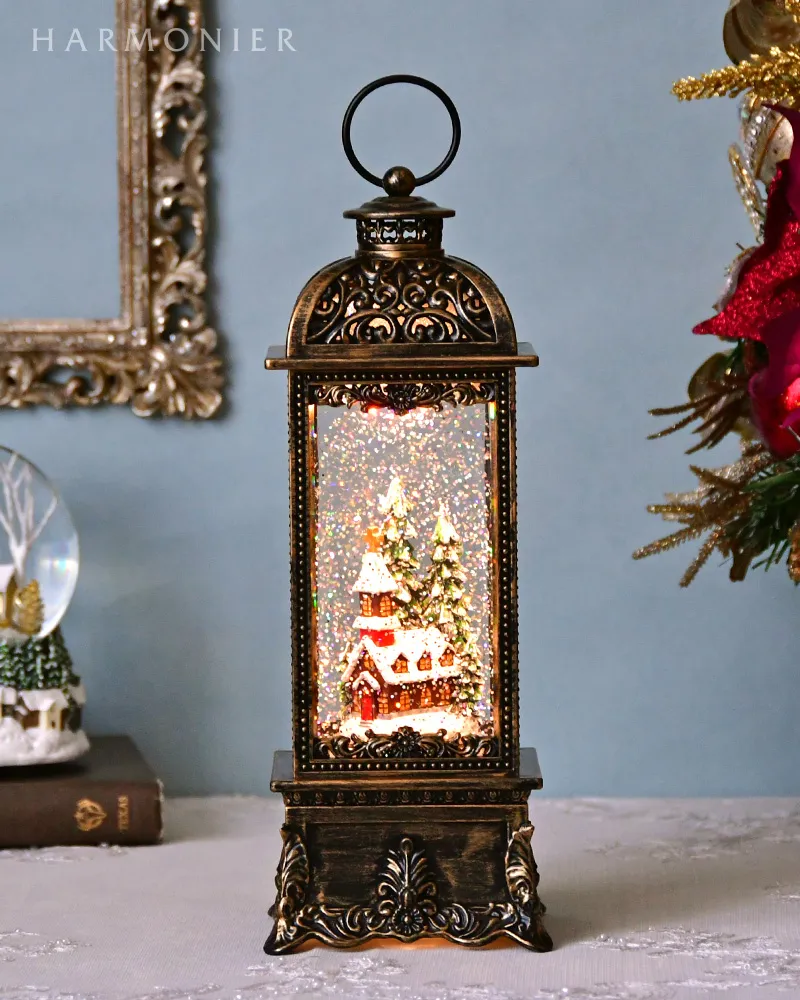 リキッドLEDスクエアランタン/チャーチ※電池/USB仕様｜クリスマス雑貨