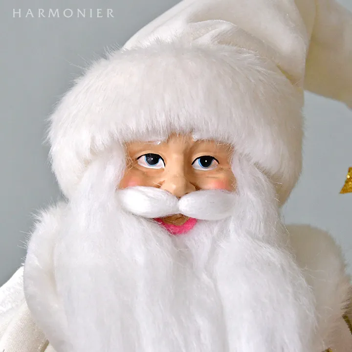 サンタクロースフィギュアホワイト/ツリー＆ベアー47cm｜クリスマス