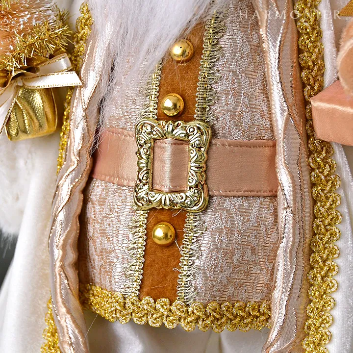 サンタクロースフィギュアホワイト/ツリー＆ベアー47cm｜クリスマス